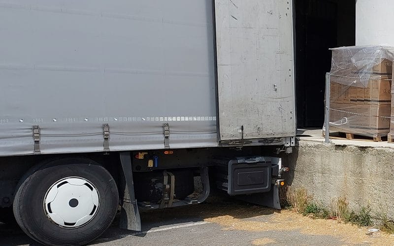 Loading sanitaryware to truck. Export from Turkey