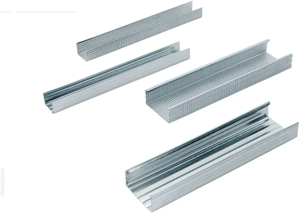 Metal C studs channels and U Tracks or U runners can be used for suspended ceilings and drywalls